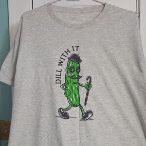 Gray T-Shirt with Pickle Graphic